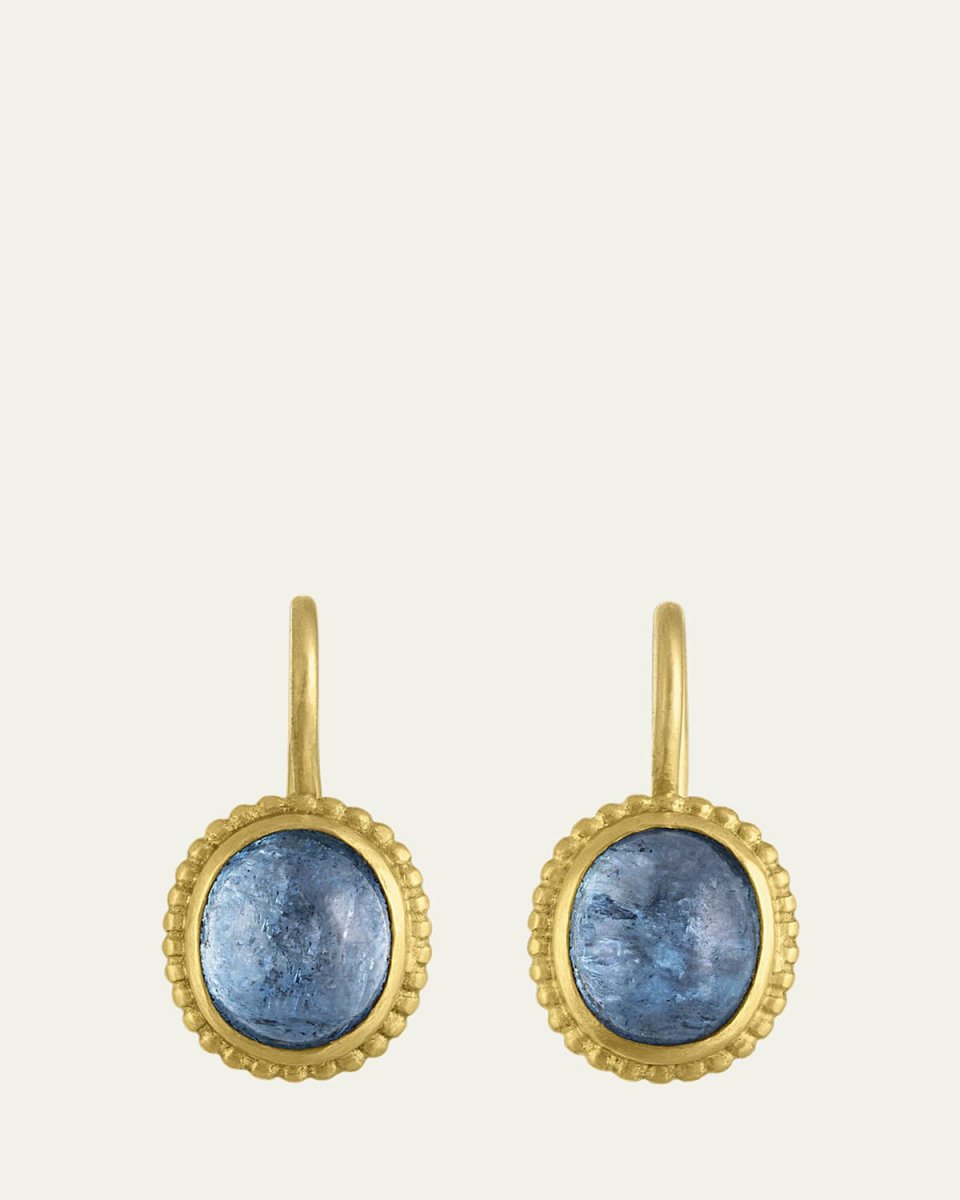 Aquamarine Granulated Hook Earrings